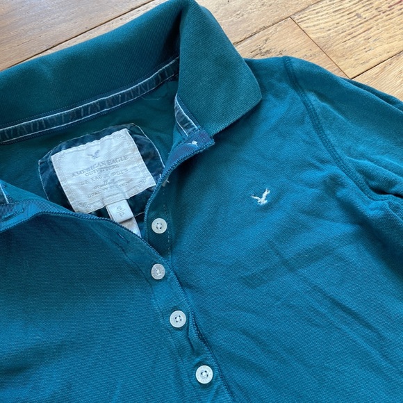 Vintage 90s American eagle preppy polo, teal colour,S - Picture 2 of 5